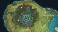 Frog locations in Stormterror's Lair (Image via Tevyat Interactive Map - HoYoLAB)